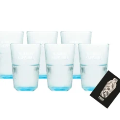 Bombay Sapphire Gin 6x Longdrink Glas 6er Set Gläser In Blau Mit Relief