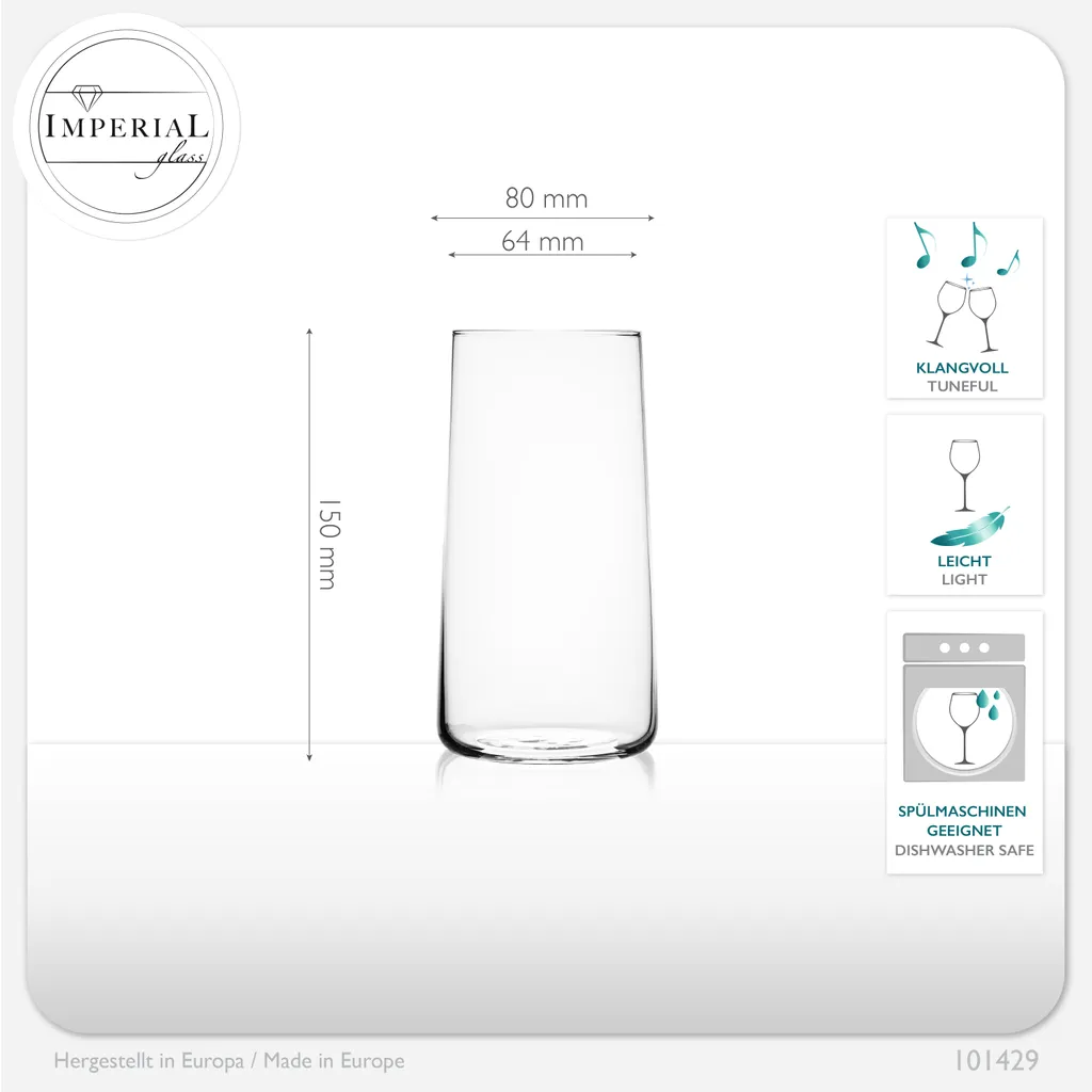 Trinkgläser Aus Glas 490ml (max. 550ml) Set 6 Teilig Wassergläser Groß 6 Trinkgläser Aus Glas 490ml (max. 550ml) Set 6 Teilig Wassergläser Groß - Image 4