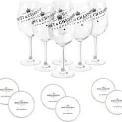 Moët & Chandon Champagner Gläser Klar Aus Echtglas Im 6er Set Inkl. Moët Untersetzer