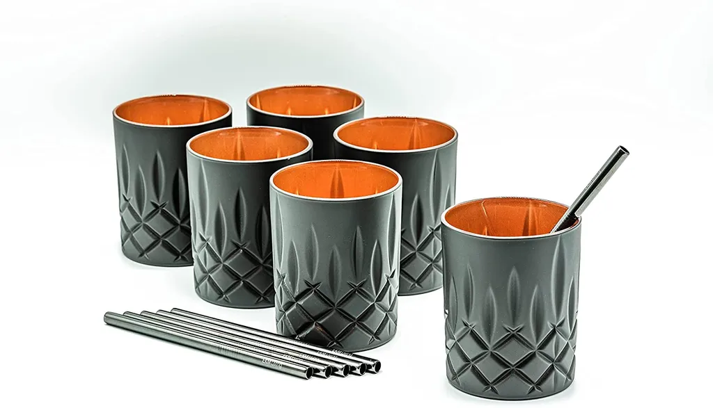 Nachtmann Noblesse 6er-Set Black Edition Whisky Gläser 295 Ml I Spülmaschinenfest I Wasserglas Coloured By EKM (schwarz/kupfer) + 6er-Set EKM Living Trinkhalme Schwarz 6 Nachtmann Noblesse 6er-Set Black Edition Whisky Gläser 295 Ml I Spülmaschinenfest I Wasserglas Coloured By EKM (schwarz/kupfer) + 6er-Set EKM Living Trinkhalme Schwarz - Image 4
