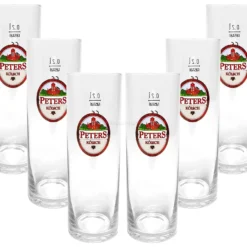 Peters Kölsch Stangen Bierglas Glas Gläser-Set - 6x Stangen 0,2l
