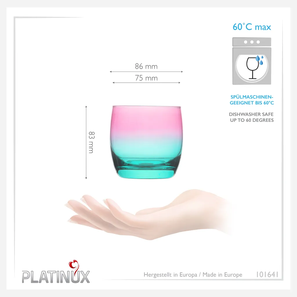 Trinkgläser Rosa-Türkis Aus Glas Bunt Set 6 Stück 200ml (max.320ml) Wassergläser 5 Trinkgläser Rosa-Türkis Aus Glas Bunt Set 6 Stück 200ml (max.320ml) Wassergläser - Image 3