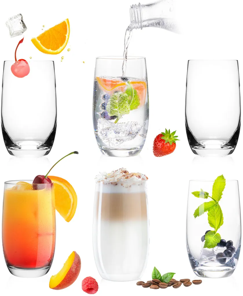 Elegante Trinkgläser 360ml (max. 440ml) Set 6 Teilig Wassergläser Saftgläser 3 Elegante Trinkgläser 360ml (max. 440ml) Set 6 Teilig Wassergläser Saftgläser