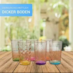 6 X Trinkglas Bunt Wasserglas Wassergläser Trinkgläser Glas Gläser Saftglas -Deutschland Herd Geheimnis Verkaufs-Shop 55e3dd457648c90f1145f32ee33e2265