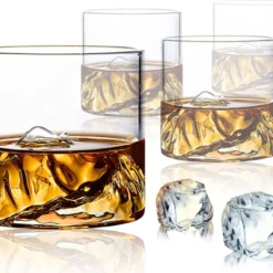 4 Stk/Set 200ml Mountain Whiskygläser Whiskey Glasses Set,für Scotch Und Whisky Liebhaber,Geschenk Für Männer, Vatertagsgeschenk