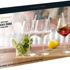 Nachtmann Gin&Tonic + 4 Glastrinkhalme 7574/8tlg. Tastes Good 103143