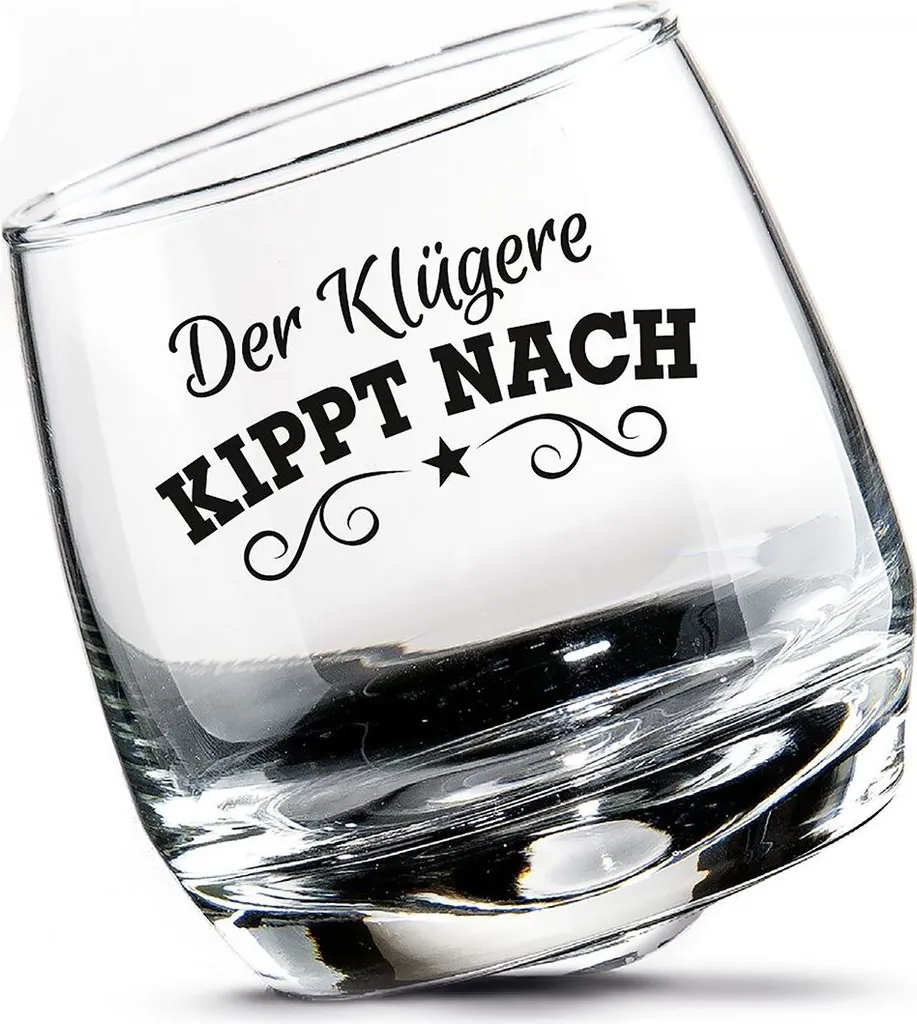 Gilde Wackelglas 2er-Set "Der Klügere Kippt Nach" Designgläser 27cl 8,8cm 4 Gilde Wackelglas 2er-Set "Der Klügere Kippt Nach" Designgläser 27cl 8,8cm – Bild 2