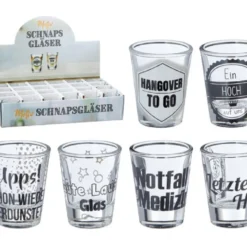Schnapsgläser Shooter Stamper Partygläser 40 Ml / 4 Cl Mit Lustigen Sprüchen 24 Stück 6-fach Sortiert