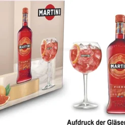 Martini Fiero Geschenkset - Fiero Wermut 0,75l (14,4% Vol) + Martini Royale Ballon Cocktail Glas Set - 2x Gläser 47cl - [Enthält Sulfite]