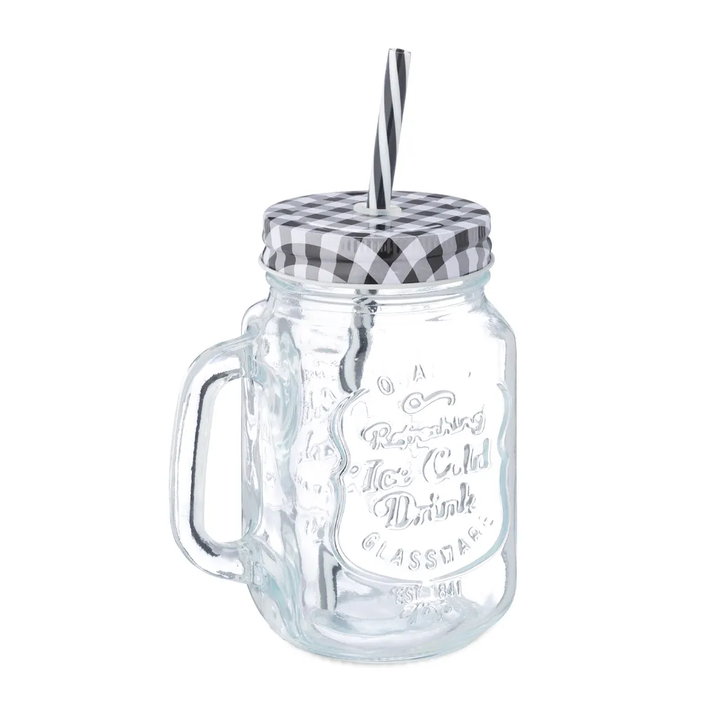 Relaxdays 8er Set Trinkgläser Mit Deckel Kariert 10 Relaxdays 8er Set Trinkgläser Mit Deckel Kariert - Image 8