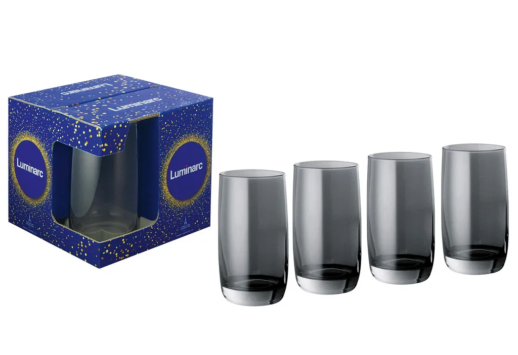 LUMINARC Longdrinkbecher Shiny Graphit 33cl 4er Satz 3 LUMINARC Longdrinkbecher Shiny Graphit 33cl 4er Satz