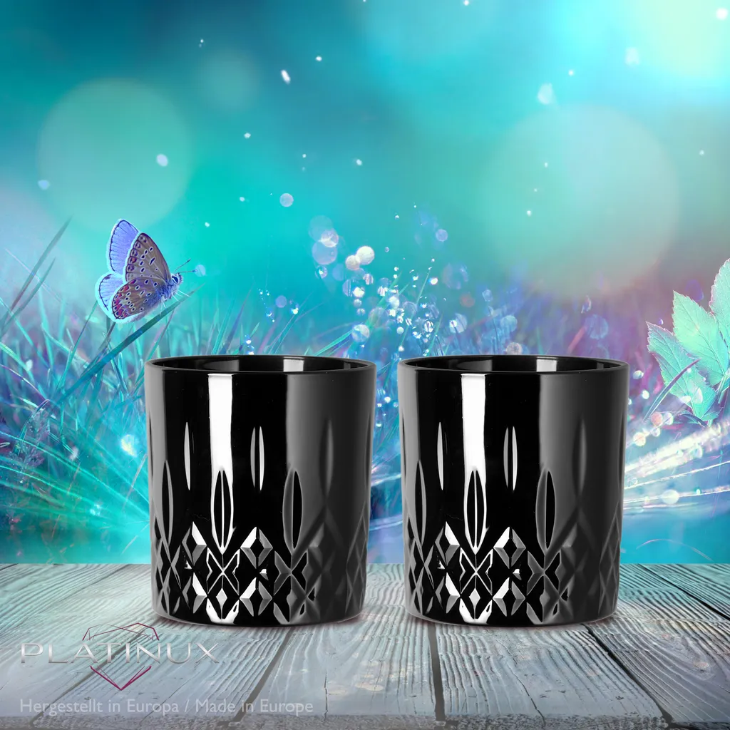 Schwarze Trinkgläser Mit Diamant Muster Aus Glas 250ml (max. 300ml) Gläser Whiskeygläser 4 Schwarze Trinkgläser Mit Diamant Muster Aus Glas 250ml (max. 300ml) Gläser Whiskeygläser - Image 2