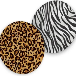 Itenga 40x Bierdeckel Rund Tiermuster Zebra Und Leopard