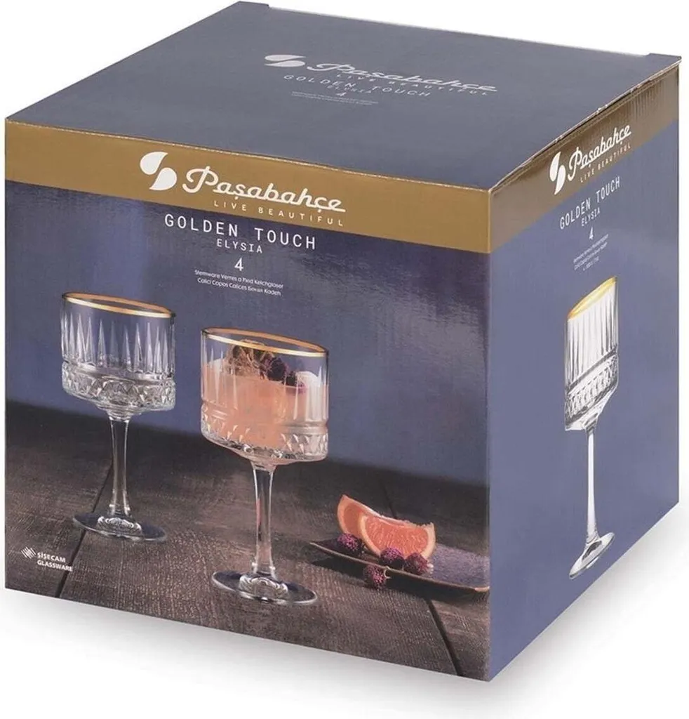 Pasabahce Pasabahace Elysia Golden Touch Kelchglas 4er Set Weingläser, Cocktails, 500 Ml 6 Pasabahce Pasabahace Elysia Golden Touch Kelchglas 4er Set Weingläser, Cocktails, 500 Ml - Image 4
