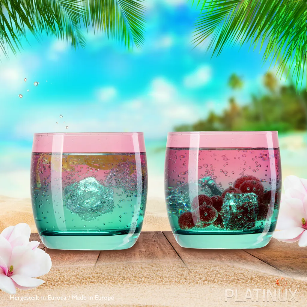 Trinkgläser Rosa-Türkis Aus Glas Bunt Set 6 Stück 200ml (max.320ml) Wassergläser 4 Trinkgläser Rosa-Türkis Aus Glas Bunt Set 6 Stück 200ml (max.320ml) Wassergläser - Image 2