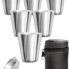 Outdoor Saxx® - 8-Teiliges Edelstahl-Becher Set, 6 Unzerbrechliche Schnaps-Becher, Schnaps-Gläser Aus Metall, Metall-Becher Mit Einfüll-Trichter Und Leder-Tasche, Ideales Flachmann-Zubehör -Deutschland Herd Geheimnis Verkaufs-Shop b2d84dd5e63c87163d09d2e35709c332