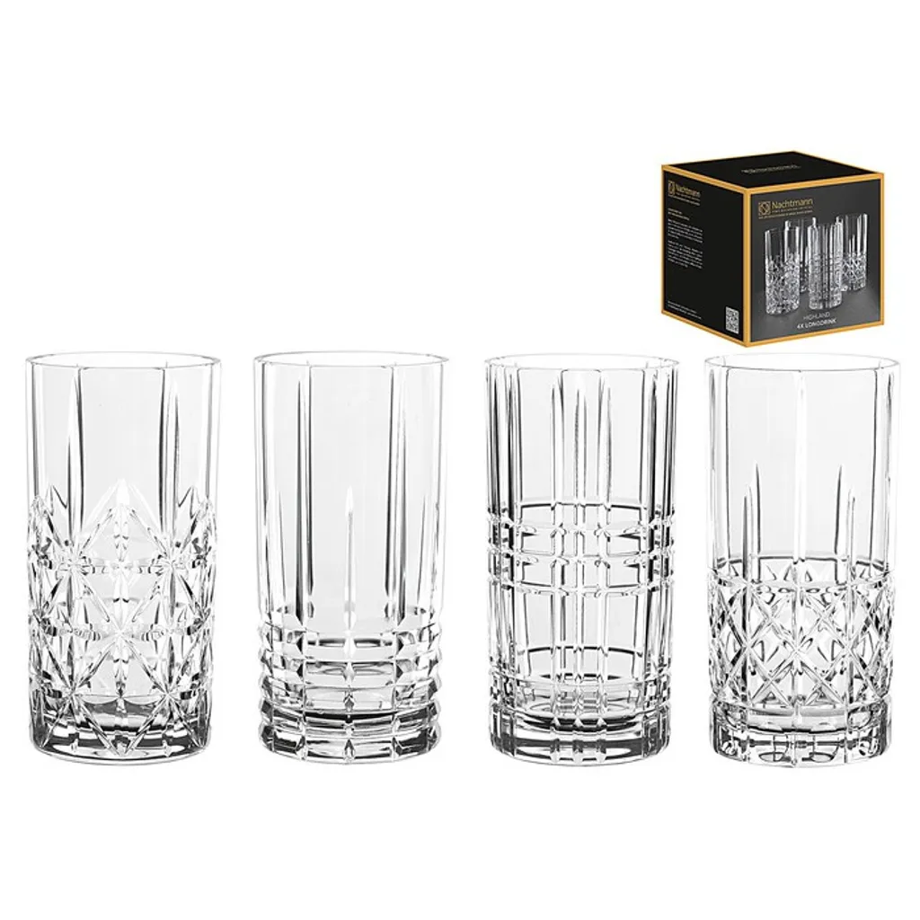 Nachtmann 0097784-0 Longdrinkbecher 'Highland' Kristallglas, 375 Ml, H: 15,1 Cm, ø 7,7 Cm, Transparent, 4-teilig (1 Set) 3 Nachtmann 0097784-0 Longdrinkbecher 'Highland' Kristallglas, 375 Ml, H: 15,1 Cm, ø 7,7 Cm, Transparent, 4-teilig (1 Set)