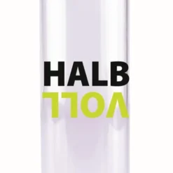 Steuber Glasflasche Mit Schriftzug HALBVOLL, 700 Ml, Borosilikatglas/Edelstahlverschluss, Temperatur-resistent, Spülmaschinengeeignet