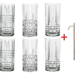 Nachtmann Longdrink Set/8-teilig Highland 0097784-0 X 2 + 4er Set EKM Living Edelstahl Trinkhalme