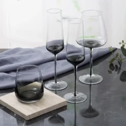 Sektglas 6er-Set - Grau Transparent - H. 23 Cm - 22 Cl - NURIA