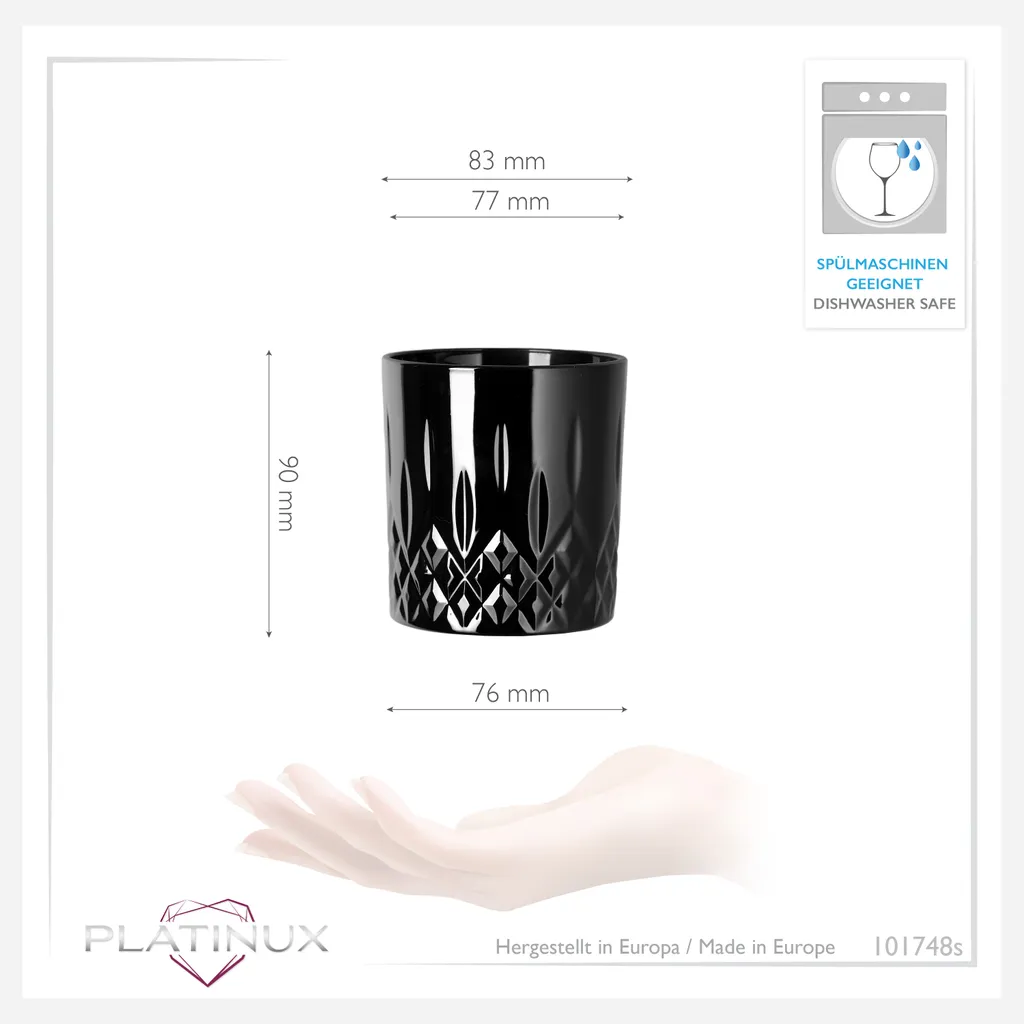 Schwarze Trinkgläser Mit Diamant Muster Aus Glas 250ml (max. 300ml) Gläser Whiskeygläser 7 Schwarze Trinkgläser Mit Diamant Muster Aus Glas 250ml (max. 300ml) Gläser Whiskeygläser - Image 5