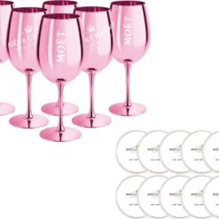 Moët & Chandon Rosé Champagnergläser In Glänzendem Rosa Inkl. Untersetzer