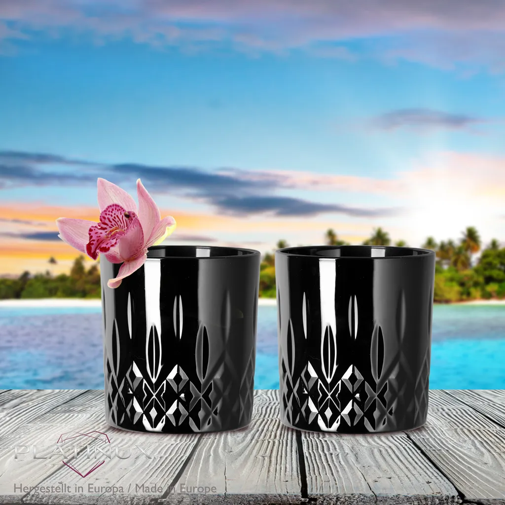 Schwarze Trinkgläser Mit Diamant Muster Aus Glas 250ml (max. 300ml) Gläser Whiskeygläser 6 Schwarze Trinkgläser Mit Diamant Muster Aus Glas 250ml (max. 300ml) Gläser Whiskeygläser - Image 4