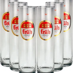 Früh Kölsch Biergläser / Gläser / Stangen Set - 6x 0,2l