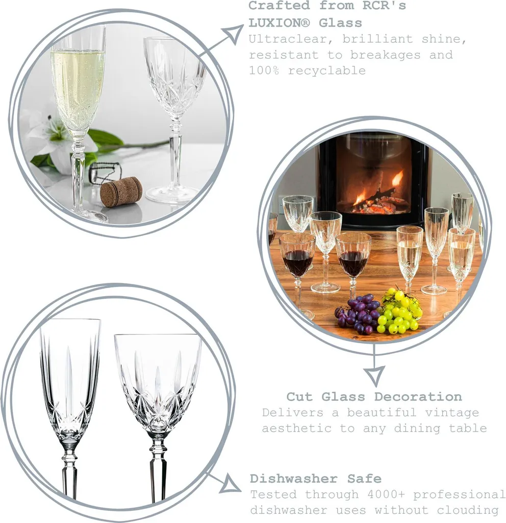 RCR Kristall Orchestra Cut Glas Weingläser Und Champagnerflöten - 290ml, 200ml - 12er Set 3 RCR Kristall Orchestra Cut Glas Weingläser Und Champagnerflöten - 290ml, 200ml - 12er Set - Image 2