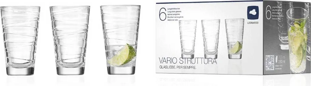 LEONARDO 019450 Vario Struttura Longdrinkbecher, Glas, 280 Ml, Klar (6 Stück) 9 LEONARDO 019450 Vario Struttura Longdrinkbecher, Glas, 280 Ml, Klar (6 Stück) - Image 7