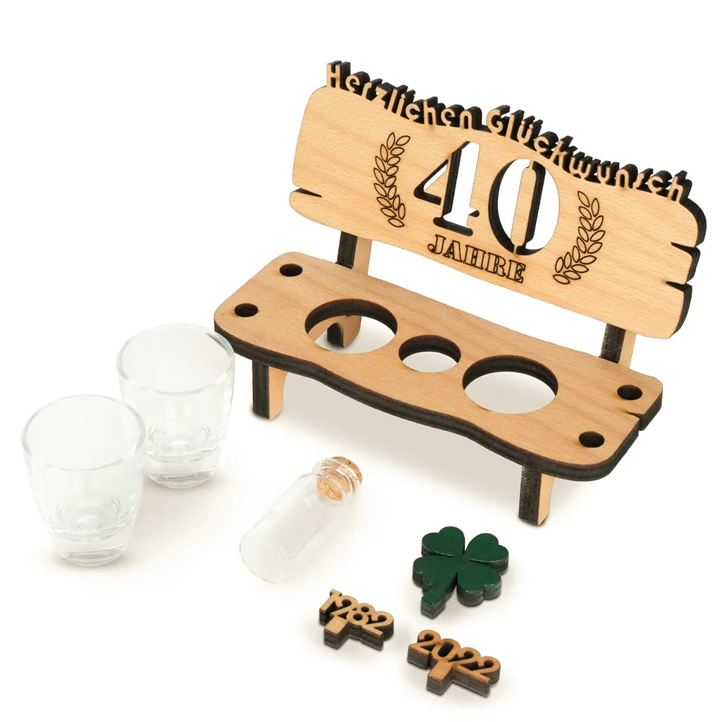 Brynnberg Schnapsbank Mit Jahreszahl Zum Geburtstag - Holz Lorbeerkranz Mit Zahl 40 Jahre Hochzeitstag Und Jahrestag Oder Geburtstag - Schnapsgläser Latte Mit 2 Gläsern 7 Brynnberg Schnapsbank Mit Jahreszahl Zum Geburtstag - Holz Lorbeerkranz Mit Zahl 40 Jahre Hochzeitstag Und Jahrestag Oder Geburtstag - Schnapsgläser Latte Mit 2 Gläsern - Image 5
