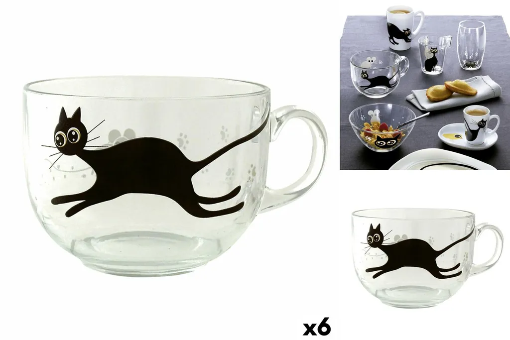 Tazza Luminarc Mistigri Grande Trasparente Gatto Vetro (500 Ml) (6 Unità) 6 Tazza Luminarc Mistigri Grande Trasparente Gatto Vetro (500 Ml) (6 Unità) - Image 4