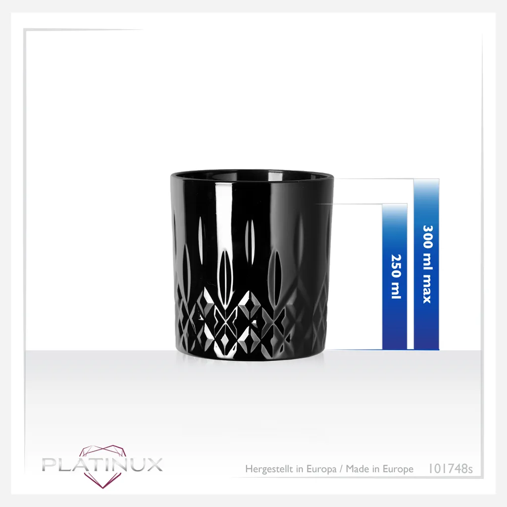 Schwarze Trinkgläser Mit Diamant Muster Aus Glas 250ml (max. 300ml) Gläser Whiskeygläser 5 Schwarze Trinkgläser Mit Diamant Muster Aus Glas 250ml (max. 300ml) Gläser Whiskeygläser - Image 3
