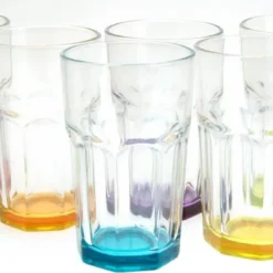 Trinkglas Cocktailglas Caipirinha Glas Transparent Oder Farbig Sortiert 300 Ml , Farbe:Mehrfarbig Sortiert, Stückzahl:6 Stück