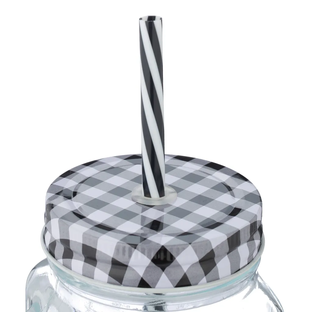 Relaxdays 8er Set Trinkgläser Mit Deckel Kariert 8 Relaxdays 8er Set Trinkgläser Mit Deckel Kariert - Image 6